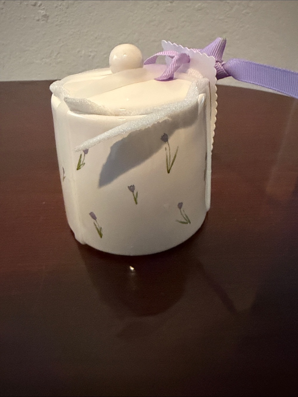 Rae Dunn Cream Sugar Jar with Purple Floral Accents - Picture 3 of 5